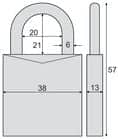 Code 083377 - Cadenas 54TI/40 s'entrouvrant par 3
