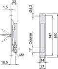 Code 083398 - Verrou inox pour menuiserie métallique unidirectionnel têtière 24 mm