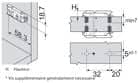 Code 247950 - Embase droite réglage par excentrique et avec euro vis Ø 6 mm