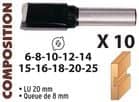 Code 375627 - Coffret de 10 mèches carbure