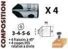 Code 375669 - Coffret 4 mèches hélocoïdales + fraisoirs HSS
