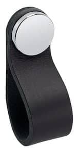 Bouton Flexa 0404 cuir Cuir noir / pastille chromée