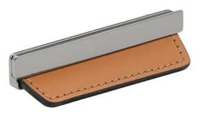 Poignée avec insert en cuir Cuir caramel rectangulaire