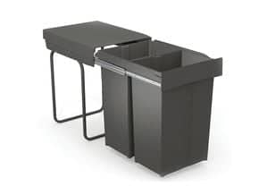 Poubelle coulissante grande contenance 58 L Pour meuble de 400 mm