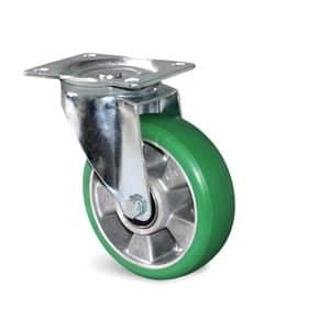Roulette de manutention polyuréthane vert