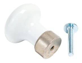 Bouton porcelaine Nickelé mat / blanc