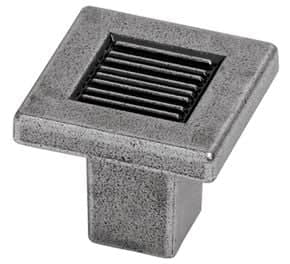 Bouton STOCKHOLM carré zamak Argent vieilli mat