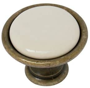 Bouton zamak porcelaine Bronze / ivoire