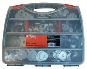 Coffret rondelles plates série LL Acier zingué blanc