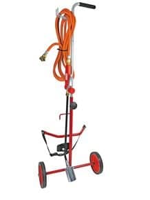 Désherbeur thermique avec chariot porte-bouteille