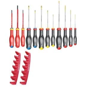 Jeu de 12 tournevis + rack Fente / Phillips / Pozidriv