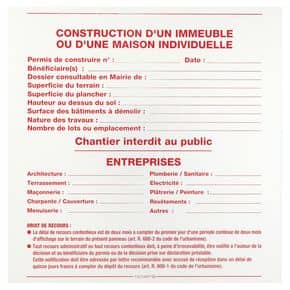 Panneau permis de construire