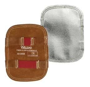 Bouclier de main aluminisé sur support cuir