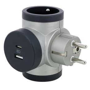 Fiche triplite 2X2P+T avec USB