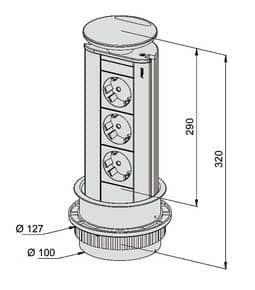 Bloc-prises escamotable ronde