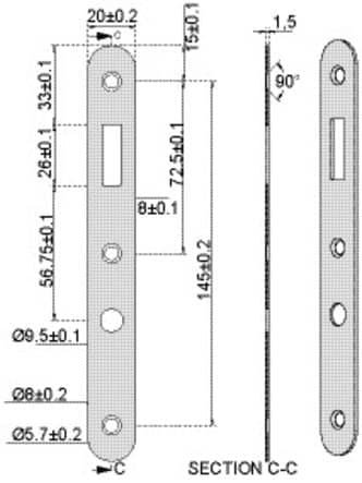 Code 019824 - Gâche pour serrure à crochet