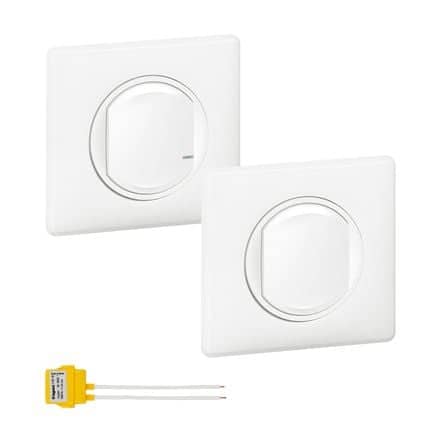 Code 020676 - Kit 1 interrupteur sans fil sans pile + 1 interrupteur filaire