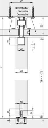 Code 257410 - Rail pour montage intégré au plafond Junior 80 B et 100 B