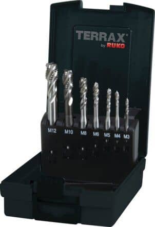 Code 352105 - Coffret de 7 tarauds machine HSS goujure helicoidale pas métrique