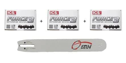 Code 353807 - Lot 3 chaines pour tronçonneuse + 1 guide 30 cm