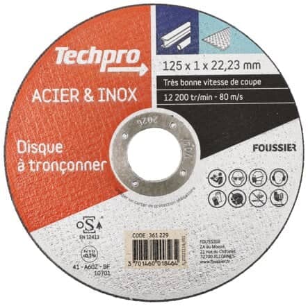 Code 361229 - Disque à tronçonner acier / inox