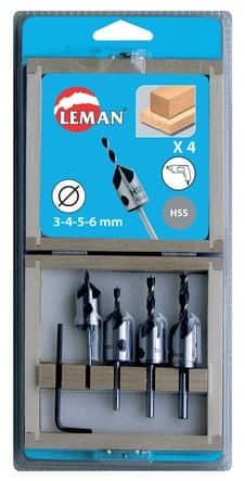 Code 375669 - Coffret 4 mèches hélocoïdales + fraisoirs HSS