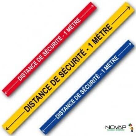 Code 410744 - Adhésif au sol distance de sécurité 1 mètre fléché