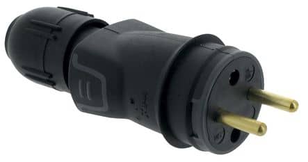 Code 452011 - Fiche mâle caoutchouc connexion automatique 2P+T