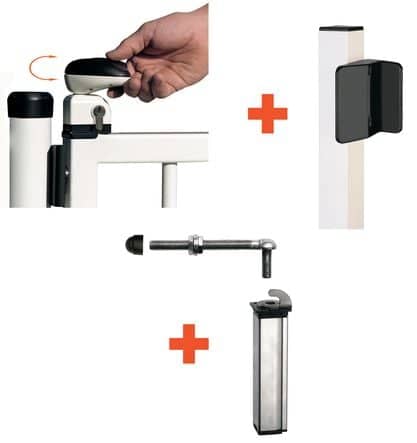Code 929425 - Kit complet fermeture portillon piscine serrure + gâche + charnière