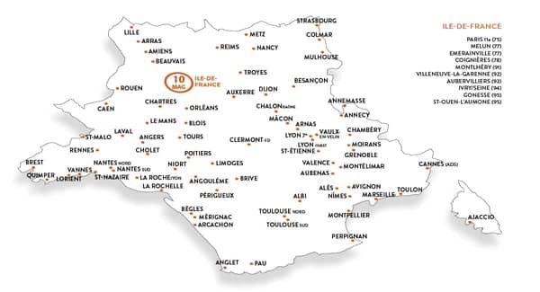 Carte des magasins Foussier 