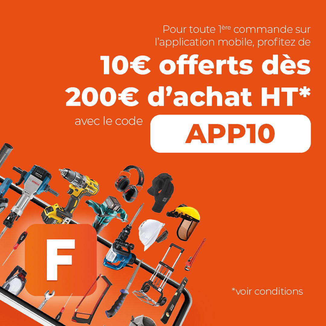 Bannière - Pour toute 1ère commande sur l'application mobile, profitez de 15€ offerts dès 250€ d'achat avec le code APP15
